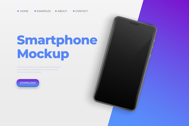 Realistic smartphone mockup 3d mobile phone with blank screen Modern cell phone template