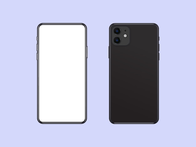 Vector realistic smartphone mockup, front and back side view. mobile phone template for show your app ux design.