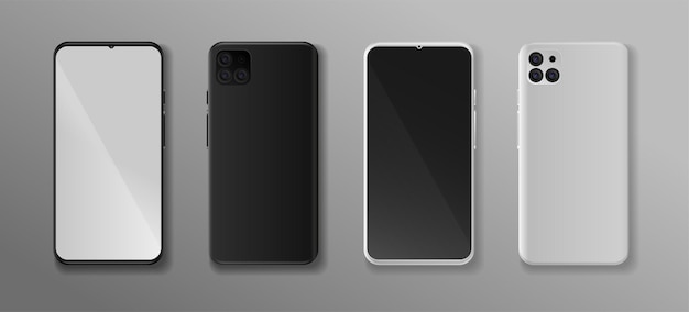 Realistic smartphone mockup with front and back Vector mobile phone mockup fully editable