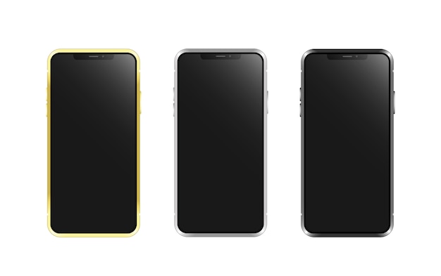 Realistic smartphone   set. Mobile phone blank. Modern digital device template.