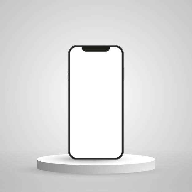 Realistic smartphone vector mockup with screen on the podium