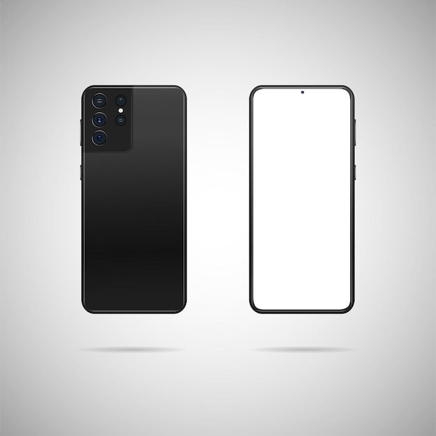 Realistic smartphone with back and front illustration.