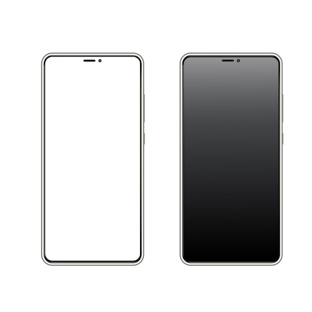 Realistic smartphone with blank white and black screen Phone mockup Cellphone with blank display