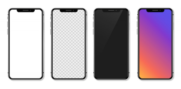 Realistic smartphone with empty white screen.  illustration