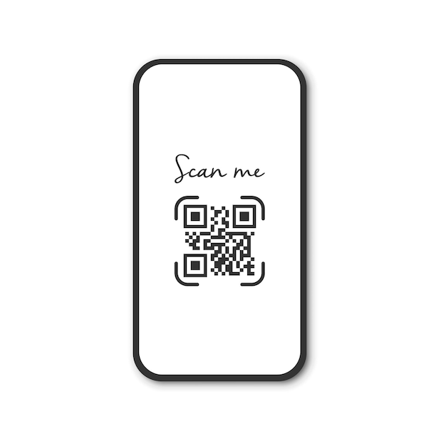 Realistic smartphone with qr code scanner Scan me