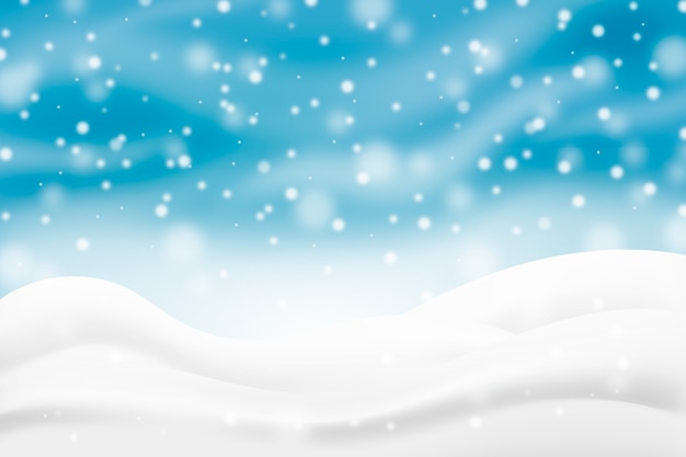 Realistic snowfall background
 with hills