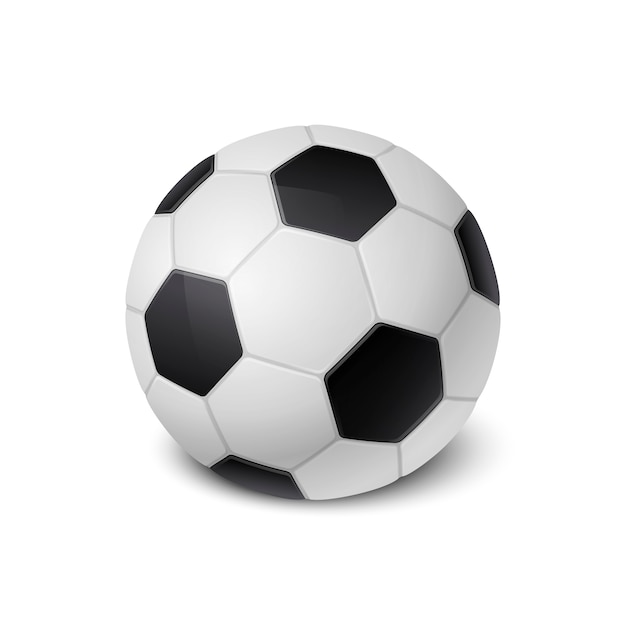 Realistic Soccer ball icon closeup isolated on white background. Design template of Sports Equipment for app, web etc. Clipart, mockup etc