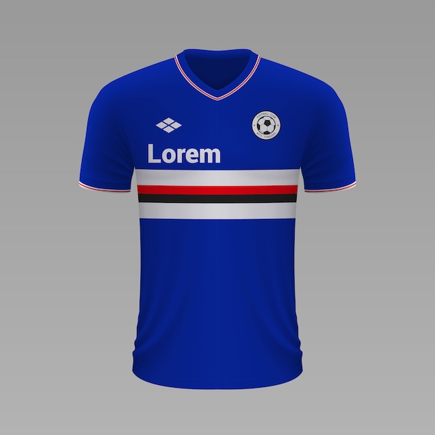 Realistic soccer shirt Sampdoria, jersey template for football kit