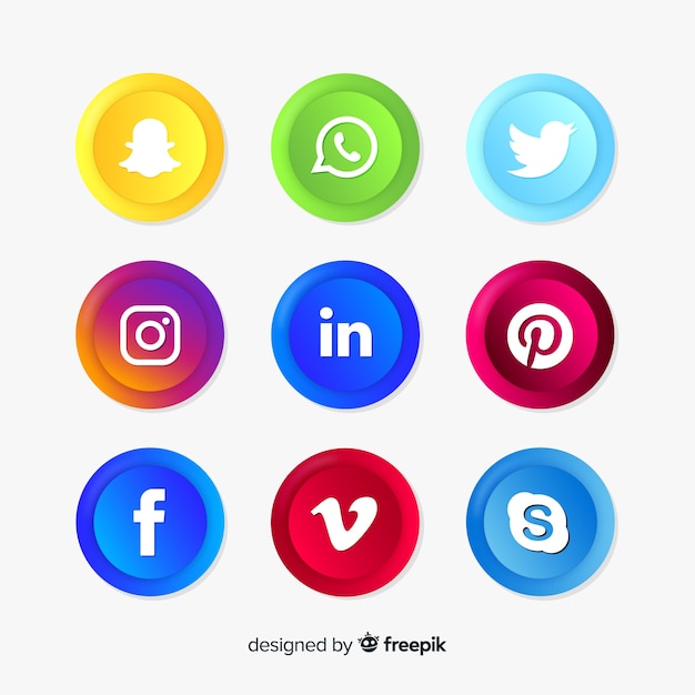 Realistic social media logo collection