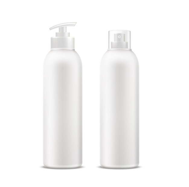 Realistic spa cream tube, deodorant bottle with dispenser set.