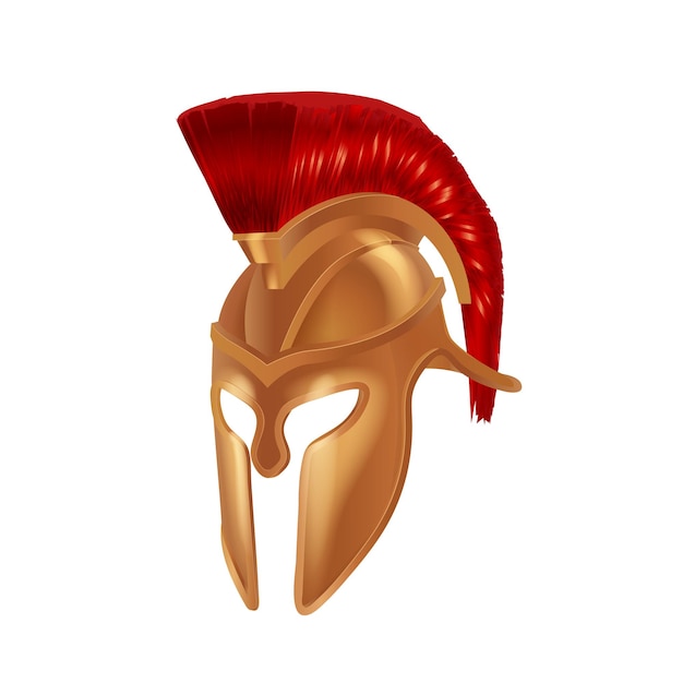 Vector realistic spartan ancient greek roman helmet bronze protective headgear