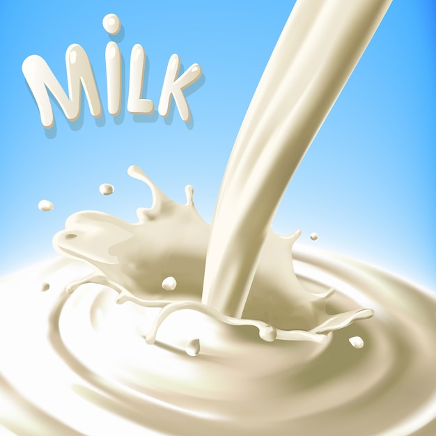 Realistic splash pouring milk