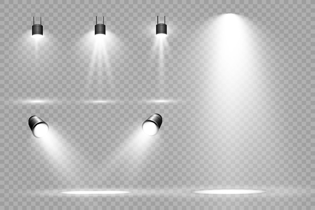 Realistic spotlights for lighting.Equipment for illumination.