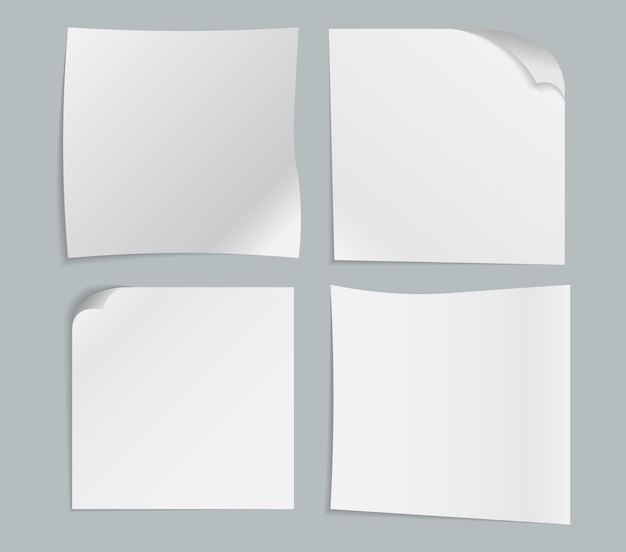 Realistic sticky notes isolated with real shadow Square sticky paper reminders with shadows paper