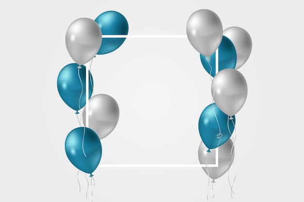 Realistic style blue and grey balloons