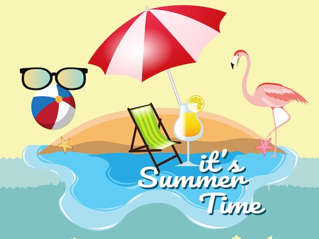 Realistic Summer big sale banner and poster design with tropical beach background Vector