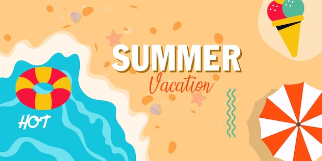 Realistic Summer big sale banner and poster design with tropical beach background Vector