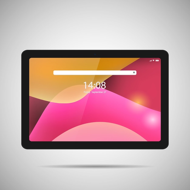 Realistic tablet PC Vector illustration in trendy thin frame design with front side view