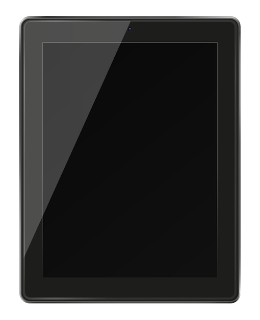 Realistic tablet with black screen isolated on white