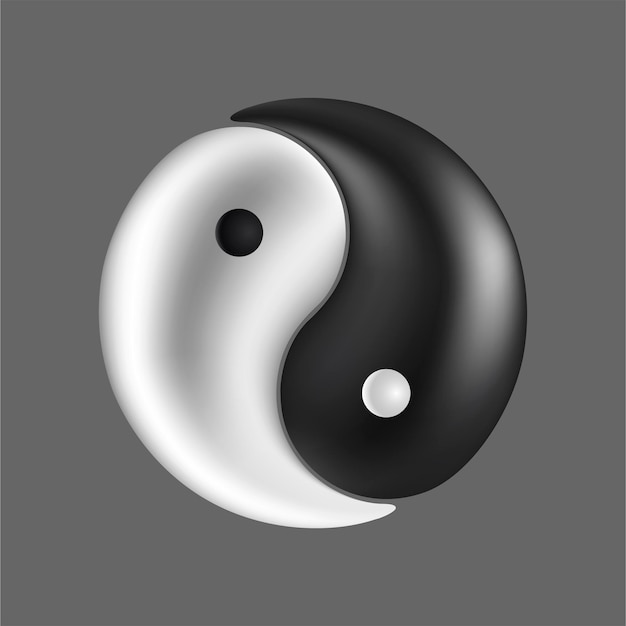 Realistic Taijitu Symbol Black and white yin yang.