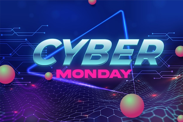 Realistic technology cyber monday background