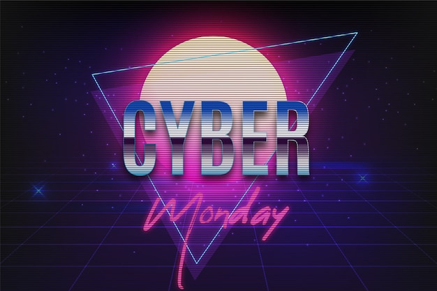 Realistic technology cyber monday background