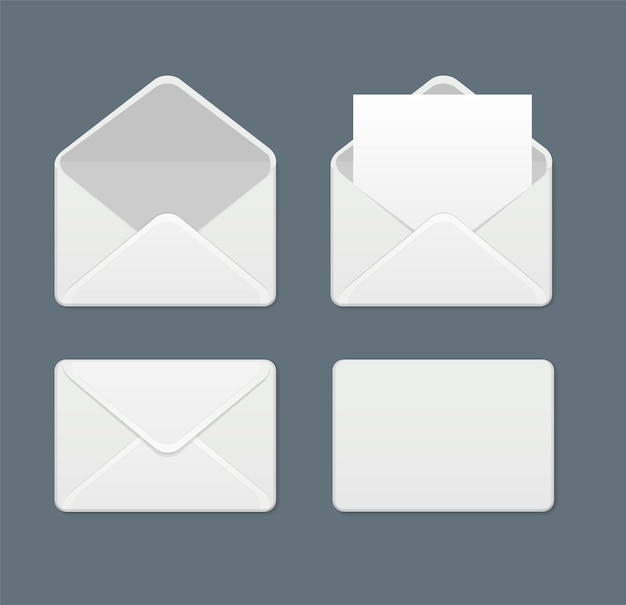 Realistic Template Blank Mail Envelope Set Vector