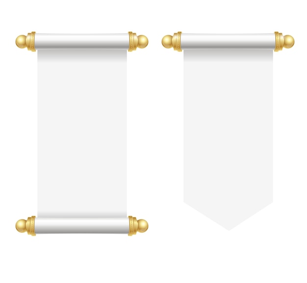 Realistic Template Blank White Paper Scroll Set Vector