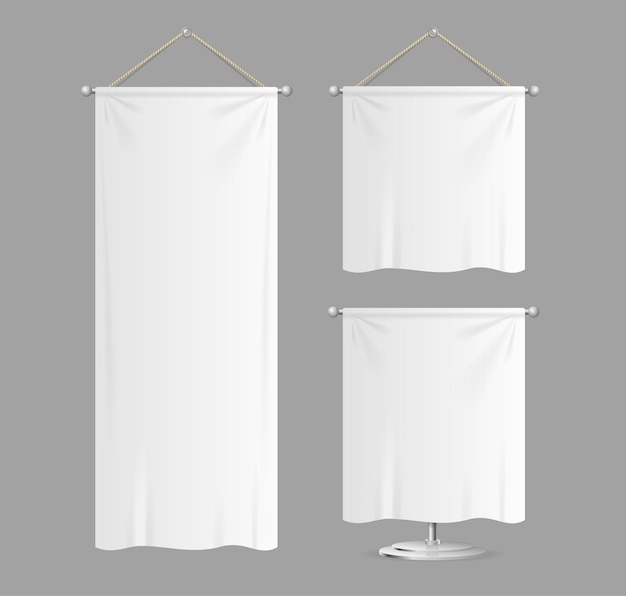 Realistic Template Textile Banners with Folds Set Can Be Used For Marketing and Advertising. Vector illustration