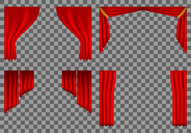 realistic theater curtains, stage cinema, red backdrop