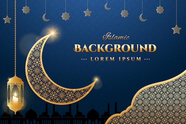 Realistic three dimensional islamic ornamental background