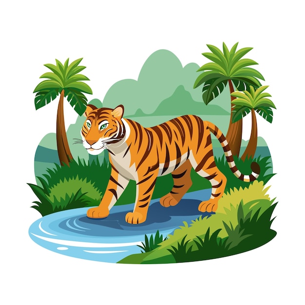 Realistic Tiger Vector Illustration Concept