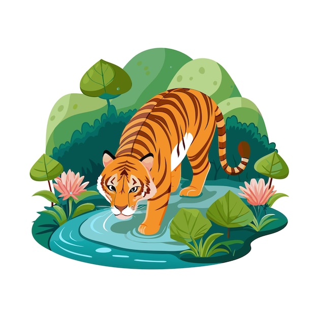 Realistic Tiger Vector Illustration Concept