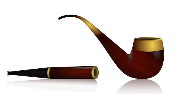 realistic tobacco pipe isolated on white background