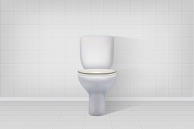 Realistic toilet interior background.