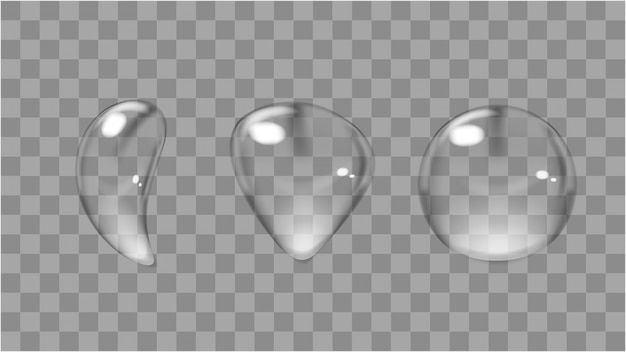 Realistic transparent drops of water isolated on a transparent background.   illustration