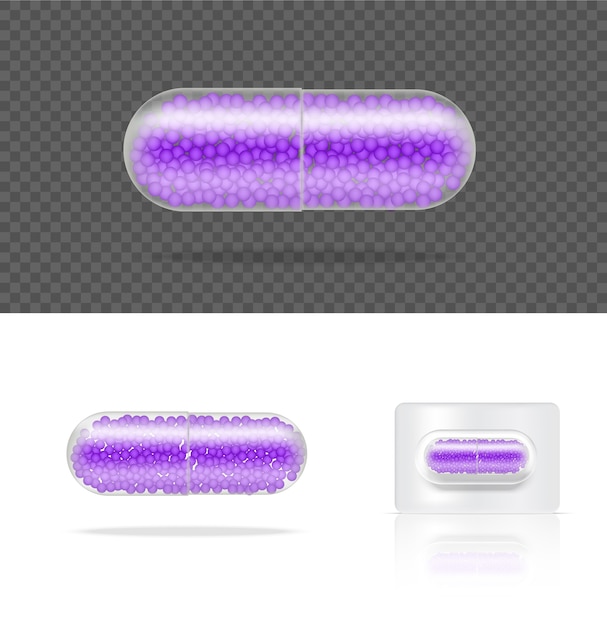 Realistic Transparent Pill Medicine Capsule Panel