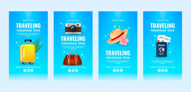 Realistic travel agency instagram stories template