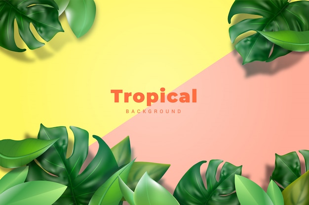 Realistic Tropical Leaves Background