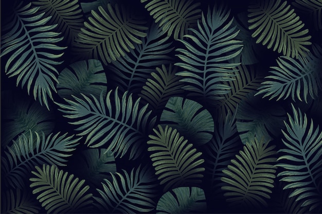 Realistic tropical leaves background