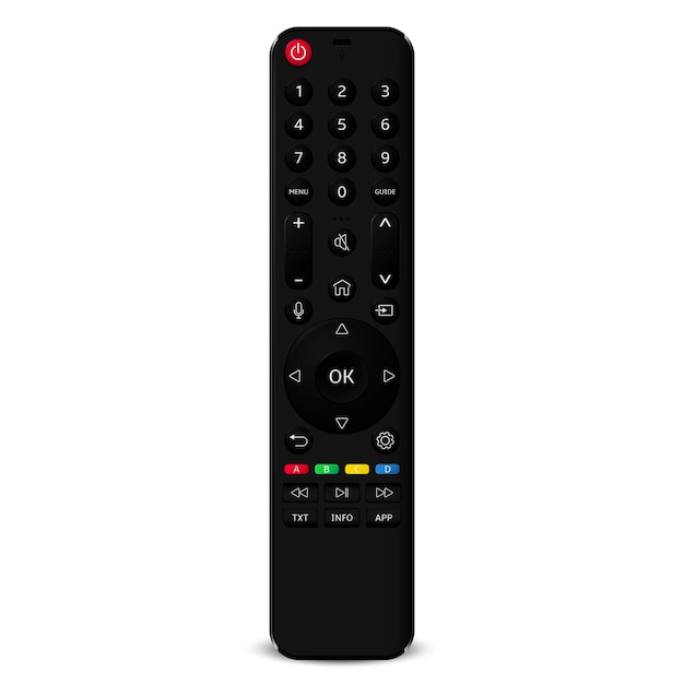 Vector realistic tv remote control isolated on white background