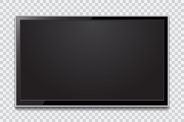 Realistic TV screen. Modern stylish lcd panel, led type. Large computer monitor display mockup