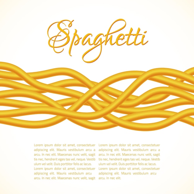 Realistic Twisted Spaghetti Pasta horizontal composition