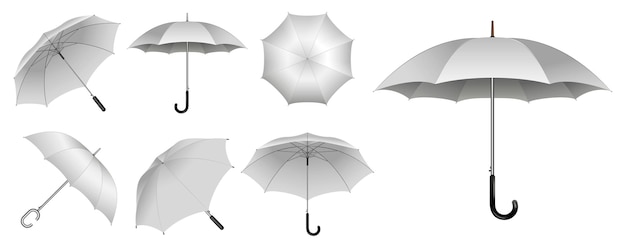 realistic umbrella in various type or mock up black and white umbrella closeup