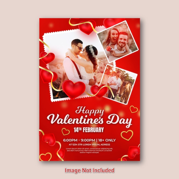 Realistic valentine's day couple flyer/poster template