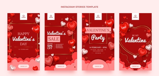 Realistic valentine's day instagram stories collection