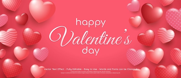 Realistic valentine's day poster or banner with sweet hearts and valentine elements on pink