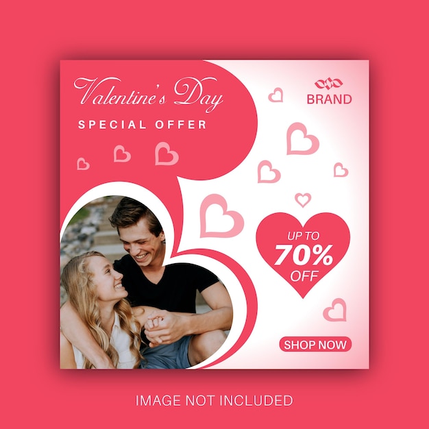 Realistic valentine's day social media or instagram post template