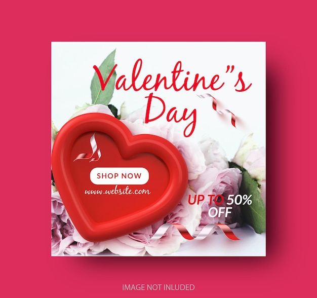 realistic valentines day social media post or instagram banner design