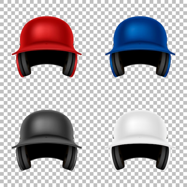 Vector realistic vector classic baseball helmet set. isolated. design template in front view. eps10 illustration.